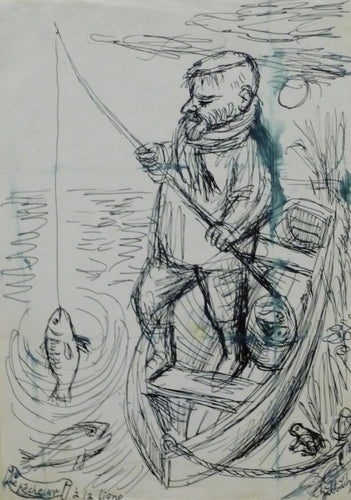 Karl Hubbuch – Le pêcheur à la Ligne